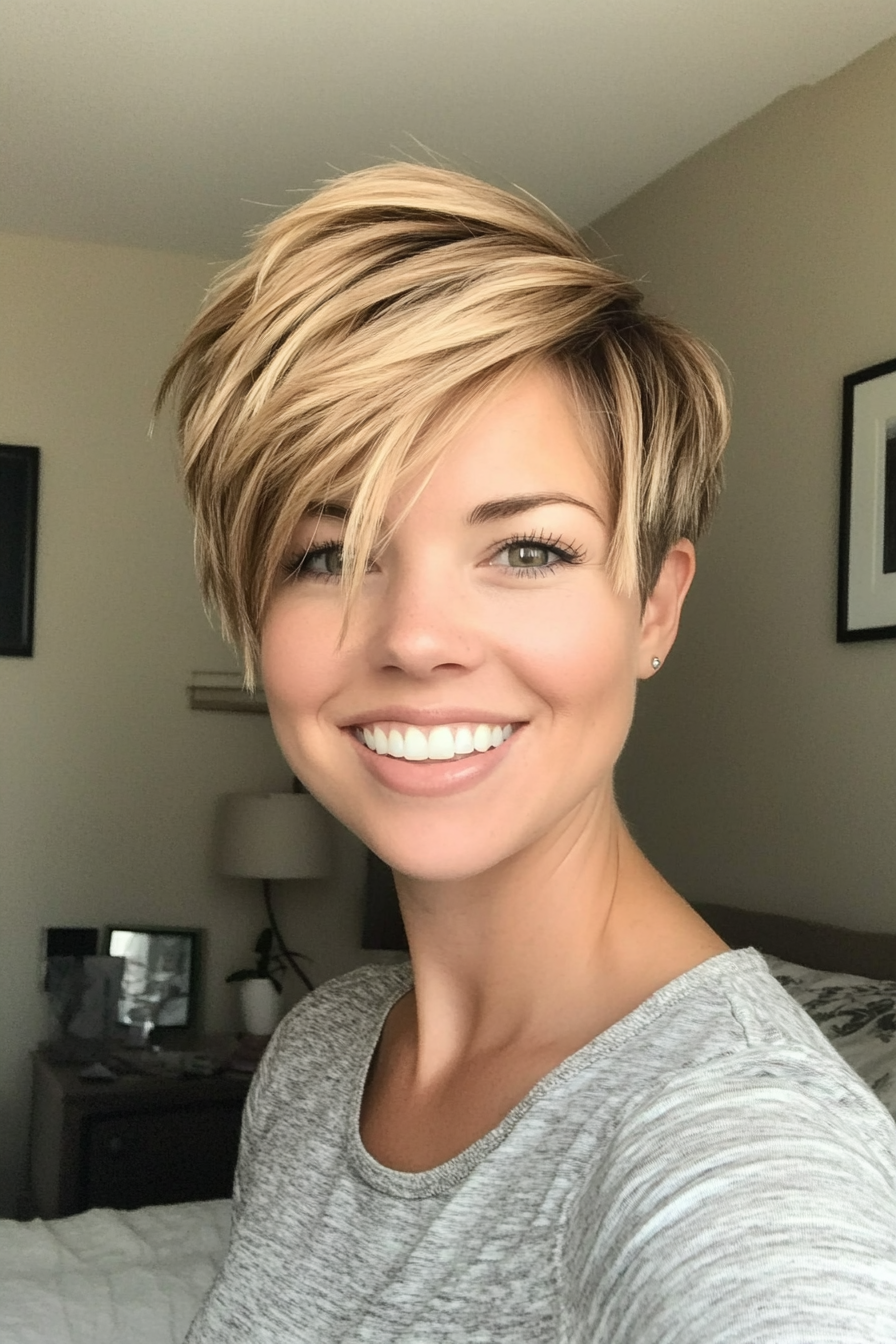 1. Pixie Cut with Sandy Blonde Highlights (Short Hairstyles For Thin Hair) - Short Hairstyles For Thin Hair