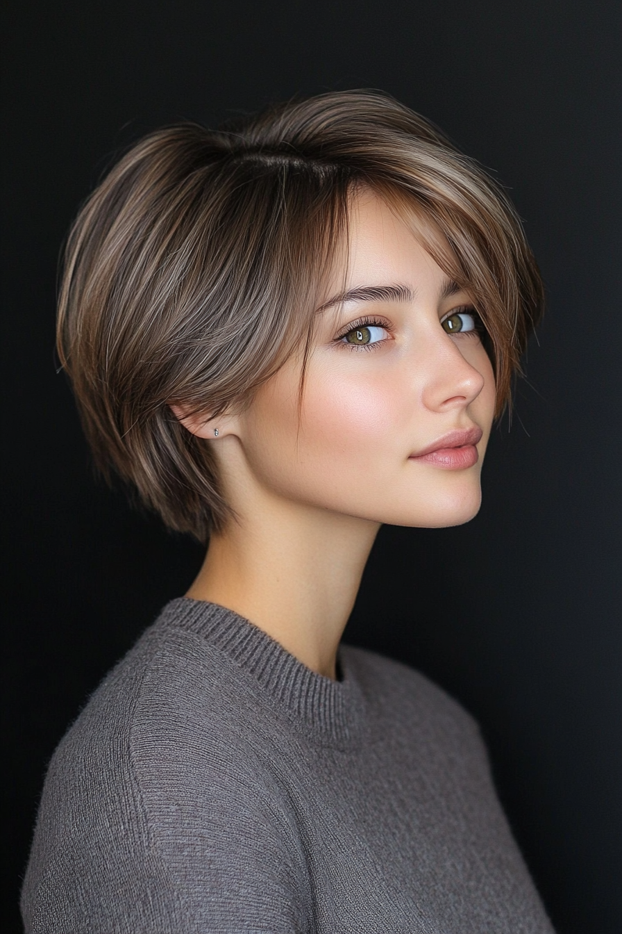 4. Textured Lob in Cool Ash Brown (Short Hairstyles For Thin Hair) - Short Hairstyles For Thin Hair