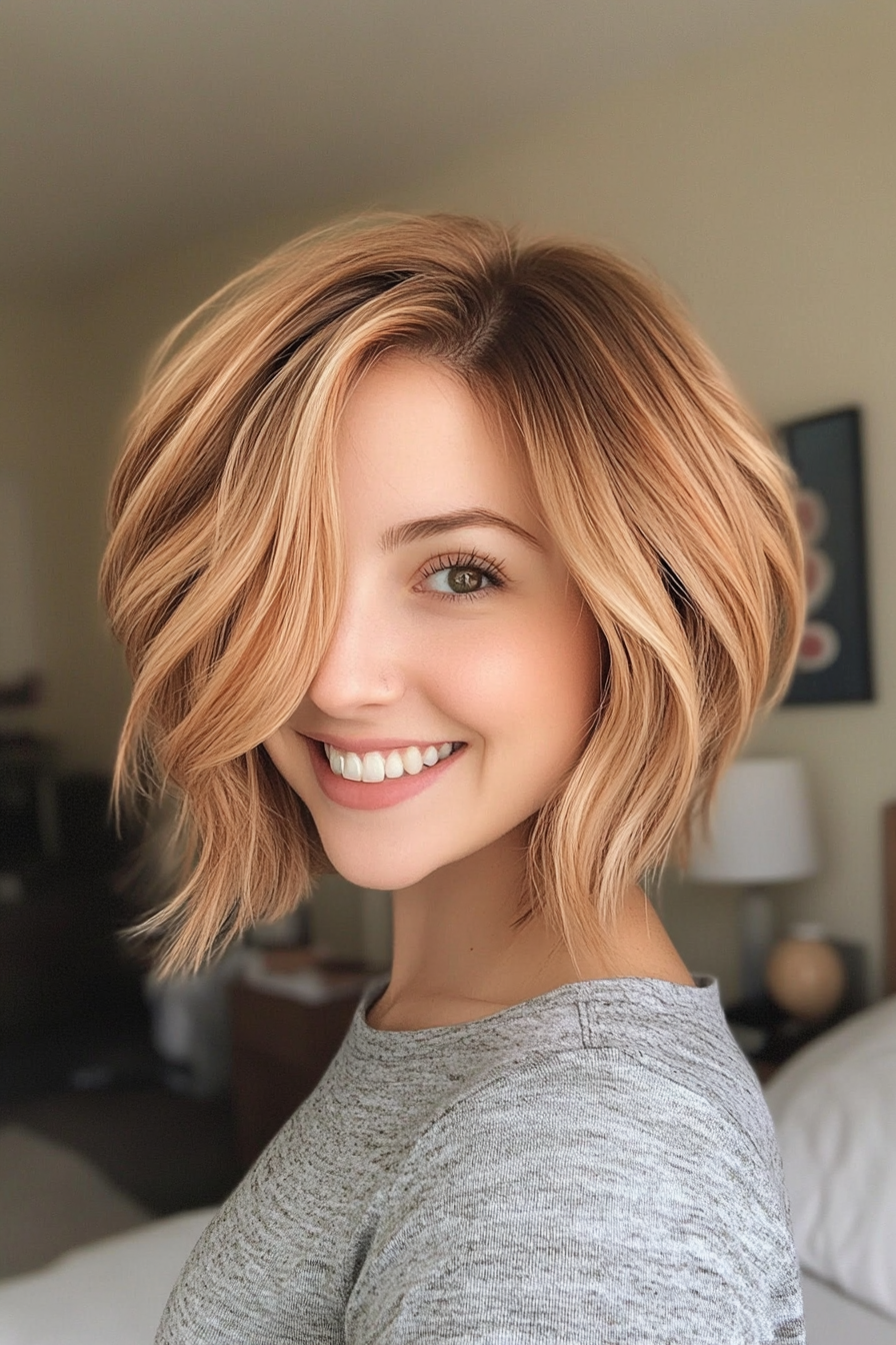 12. Tousled Bob with Natural Strawberry Blonde (Short Hairstyles For Thin Hair) - Short Hairstyles For Thin Hair