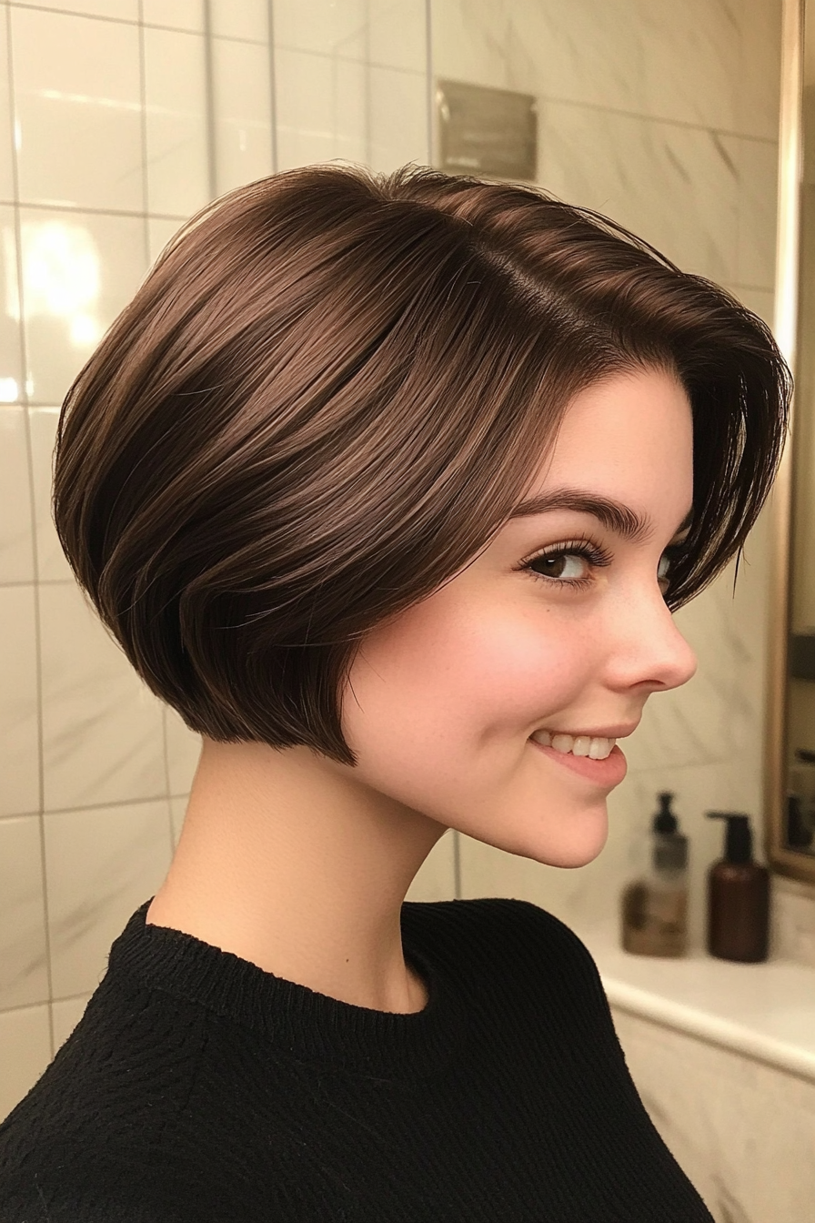 13. Sleek Pageboy in Rich Espresso Brown (Short Hairstyles For Thin Hair) - Short Hairstyles For Thin Hair