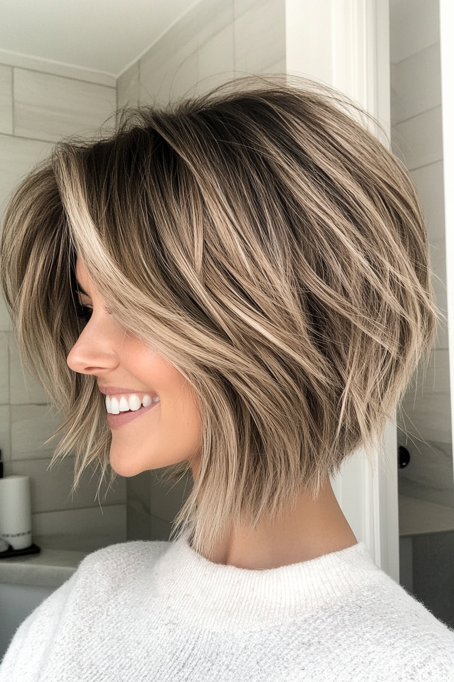 25. Shaggy Bob in Soft Dark Blonde (Short Hairstyles For Thin Hair) - Short Hairstyles For Thin Hair