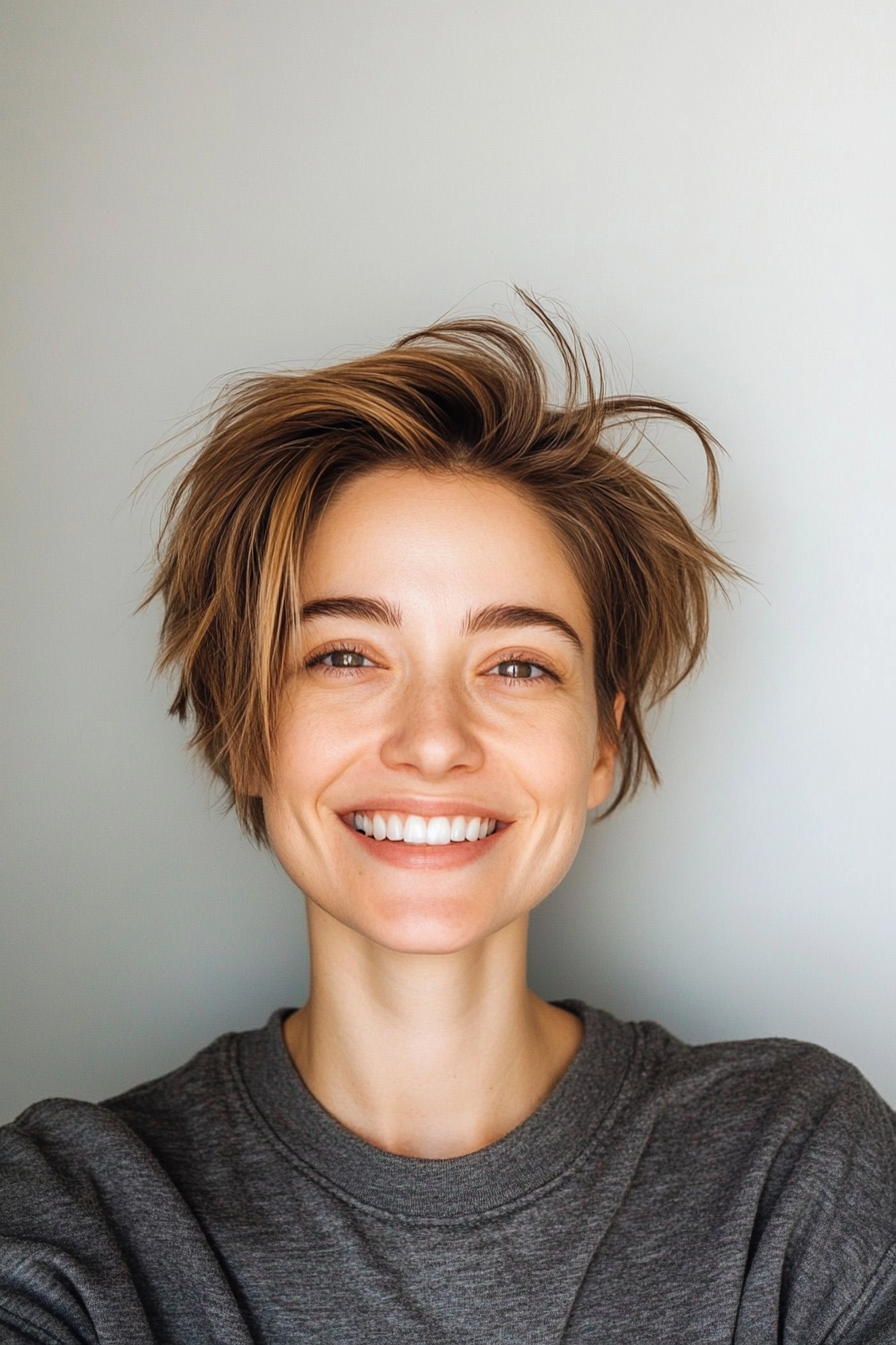 27. Undone Pixie in Subtle Medium Brown (Short Hairstyles For Thin Hair) - Short Hairstyles For Thin Hair