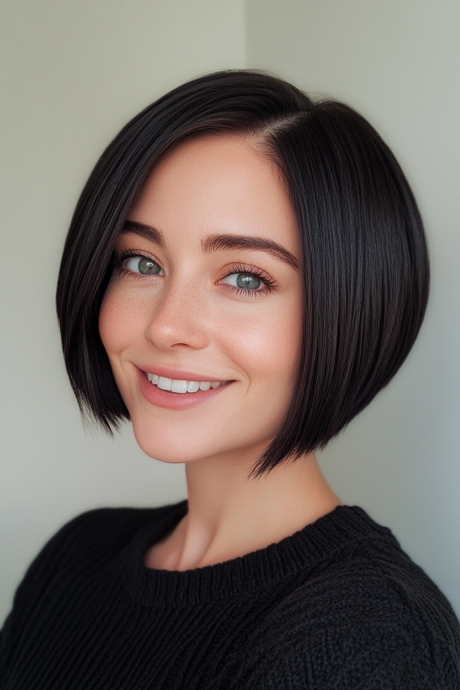 28. Retro Crop in Silky Raven Black (Short Hairstyles For Thin Hair) - Short Hairstyles For Thin Hair