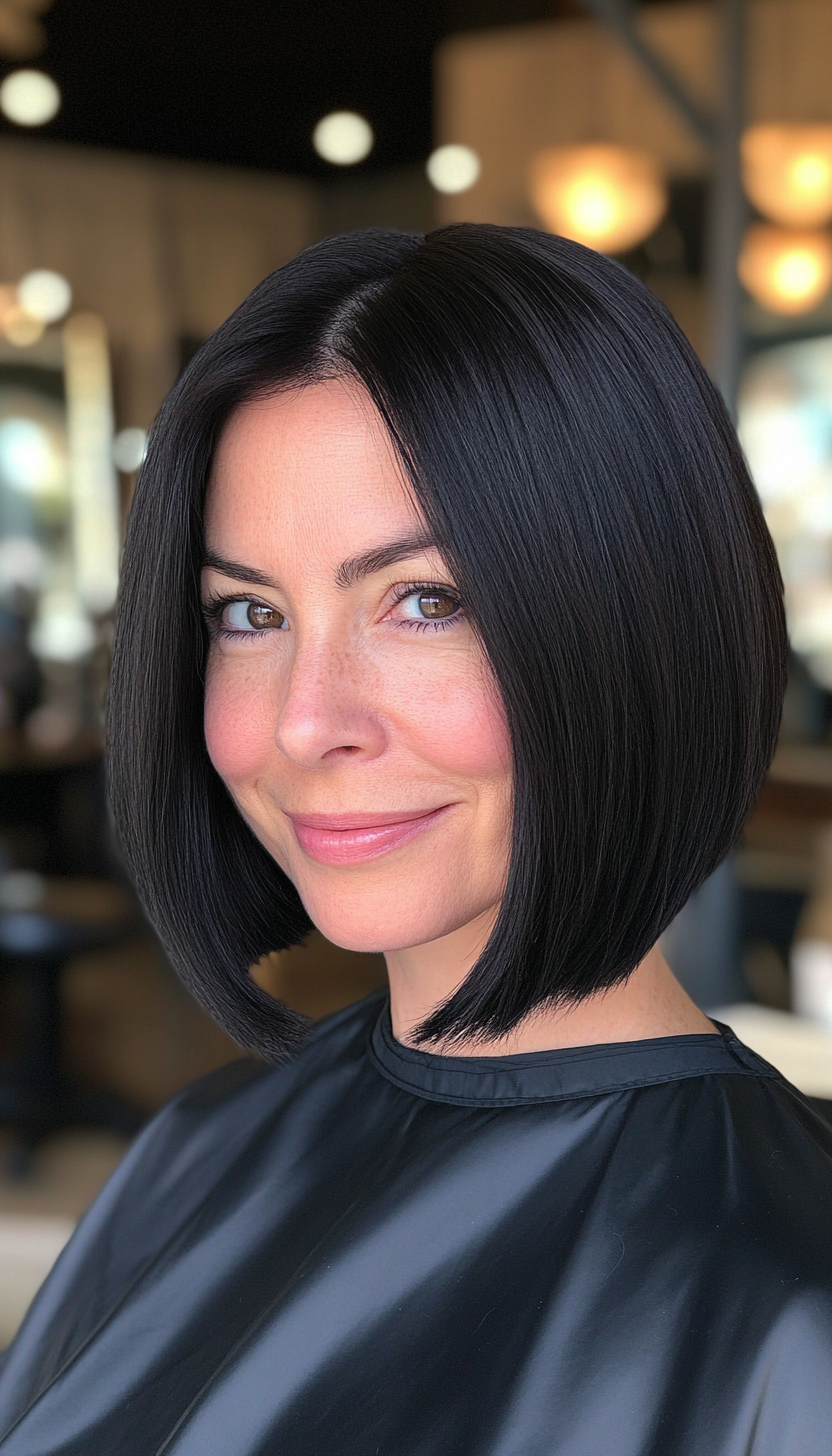 3. Sleek Blunt Bob in Jet Black (Bob Hairstyles For Women Over 50) - Bob Hairstyles For Women Over 50