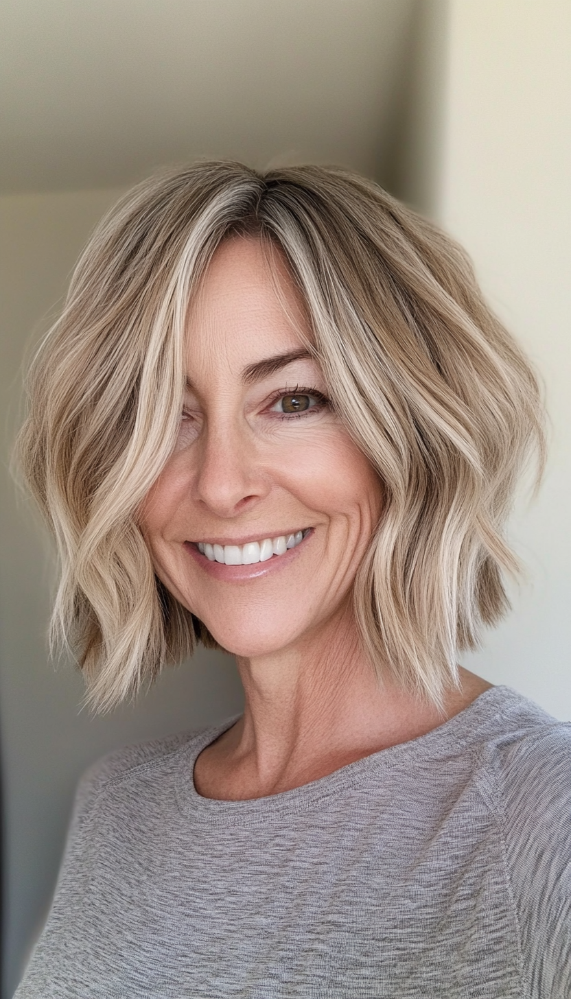 6. Textured Bob in Sandy Blonde (Bob Hairstyles For Women Over 50) - Bob Hairstyles For Women Over 50