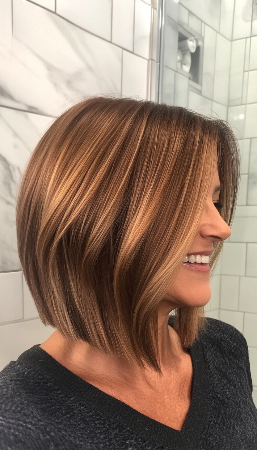 7. Angled Bob in Warm Caramel (Bob Hairstyles For Women Over 50) - Bob Hairstyles For Women Over 50