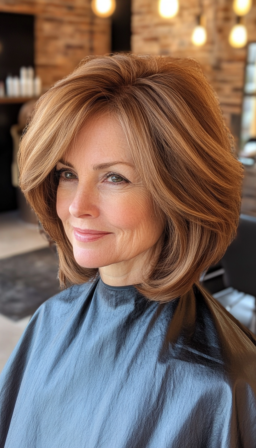 11. Rounded Bob in Light Chestnut (Bob Hairstyles For Women Over 50) - Bob Hairstyles For Women Over 50
