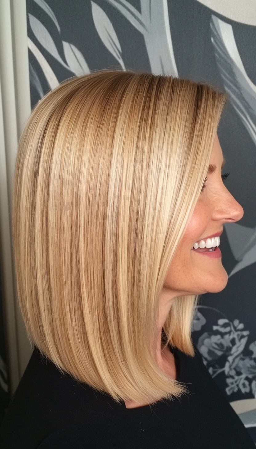 15. Straight Bob in Golden Blonde (Bob Hairstyles For Women Over 50) - Bob Hairstyles For Women Over 50