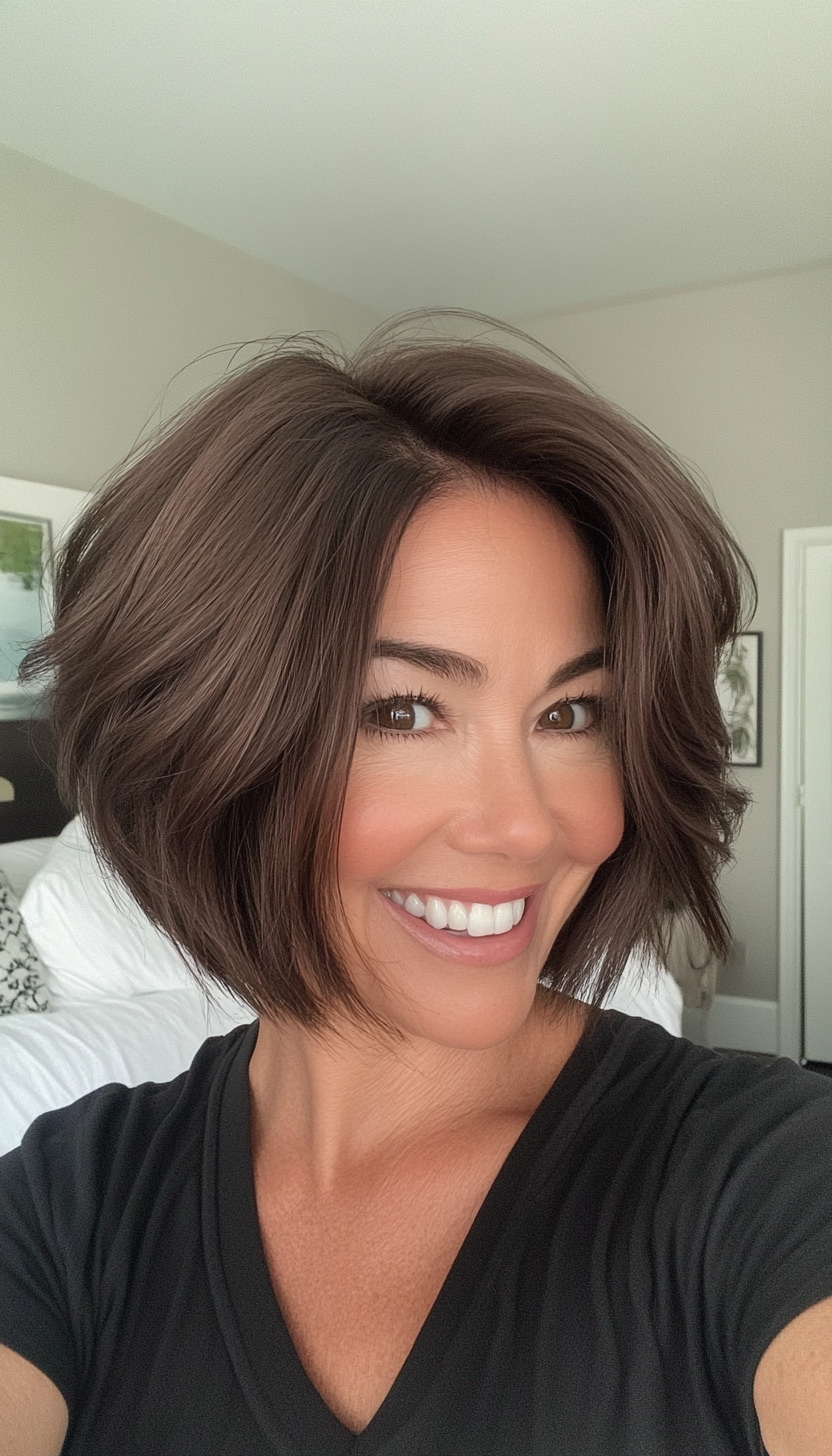 19. Voluminous Bob in Dark Mocha (Bob Hairstyles For Women Over 50) - Bob Hairstyles For Women Over 50