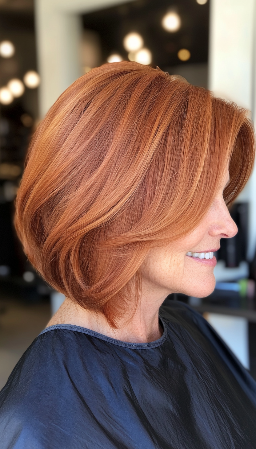 24. Curved Bob in Light Mahogany (Bob Hairstyles For Women Over 50) - Bob Hairstyles For Women Over 50