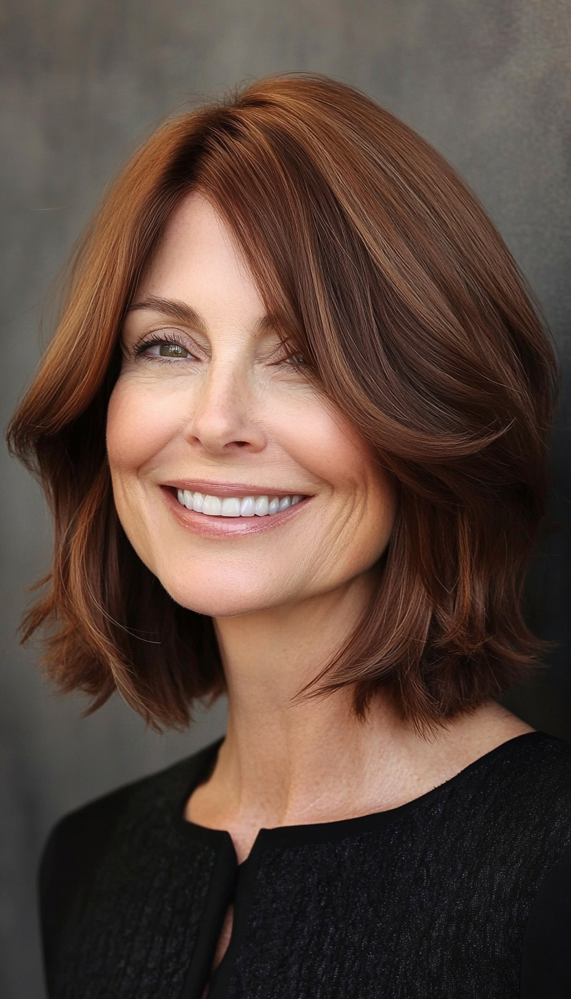 25. Shoulder-Length Bob in Rich Chestnut (Bob Hairstyles For Women Over 50) - Bob Hairstyles For Women Over 50