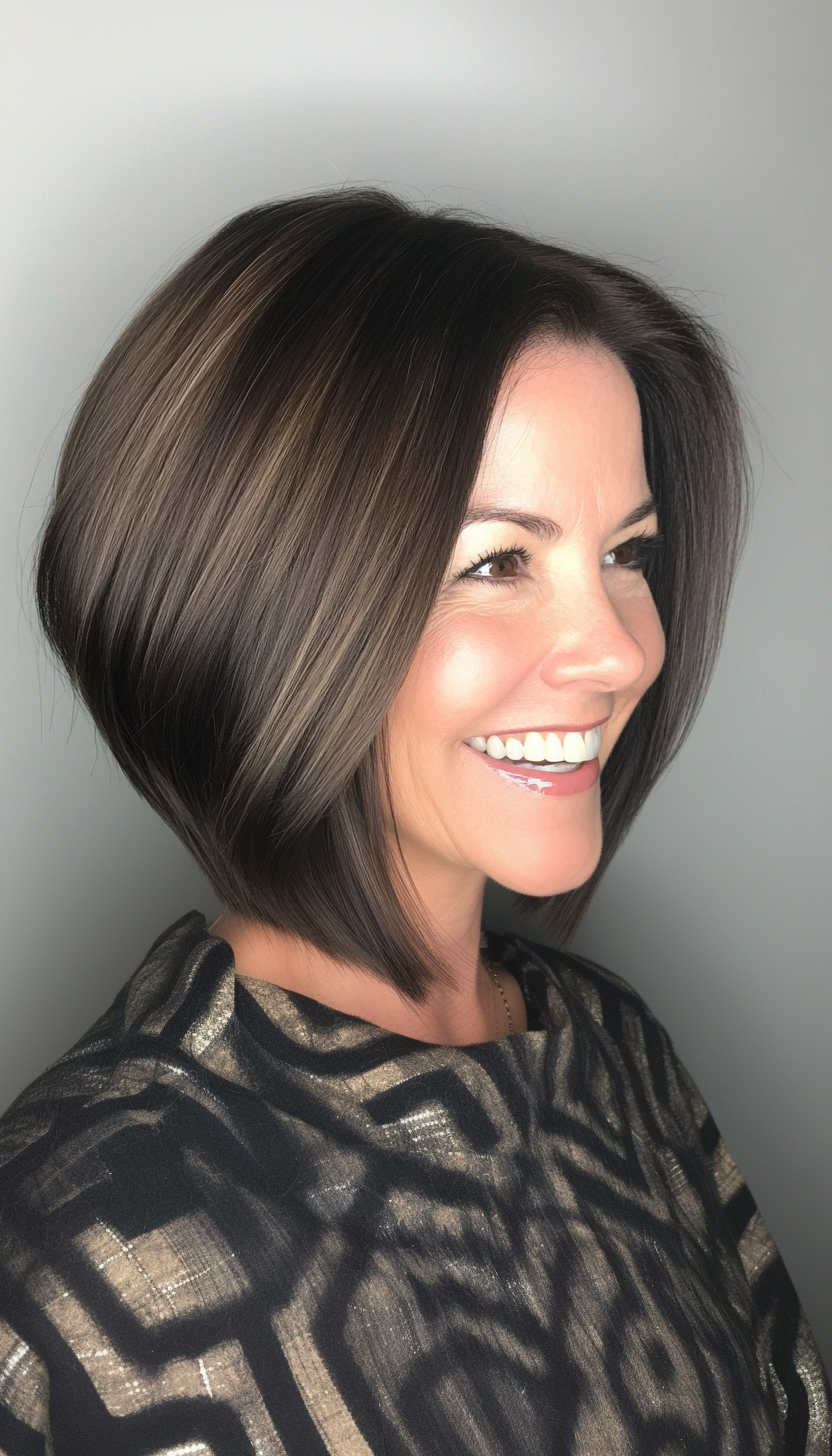 10. Inverted Bob in Cool Espresso (Bob Hairstyles For Women Over 50) - Bob Hairstyles For Women Over 50