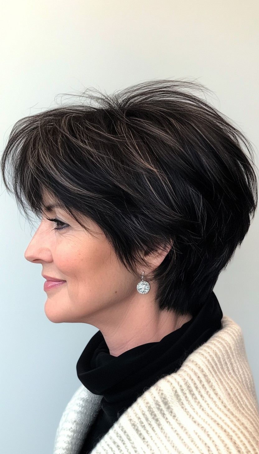 9. Textured Pixie in Soft Black (Haircuts For Older Women With Thinning Hair) - Haircuts For Older Women With Thinning Hair