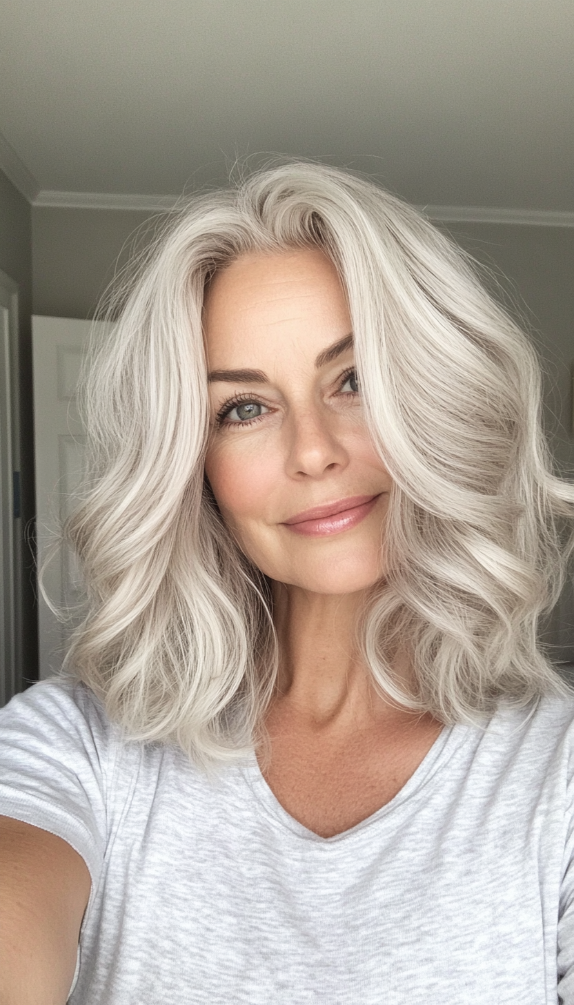 13. Soft Curls in Platinum Blonde (Haircuts For Older Women With Thinning Hair) - Haircuts For Older Women With Thinning Hair