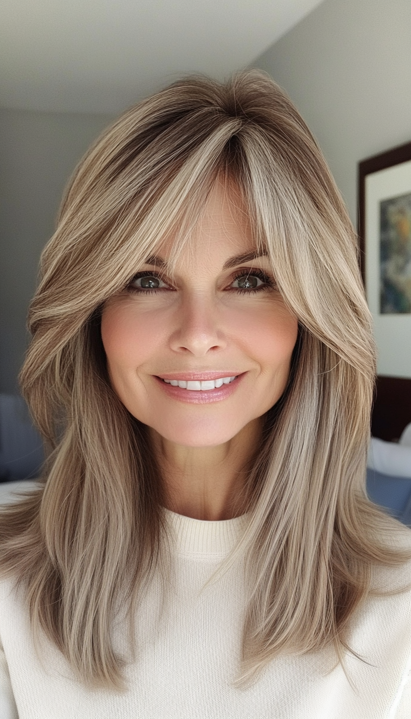 15. Curtain Bangs with Light Ash Brown (Haircuts For Older Women With Thinning Hair) - Haircuts For Older Women With Thinning Hair