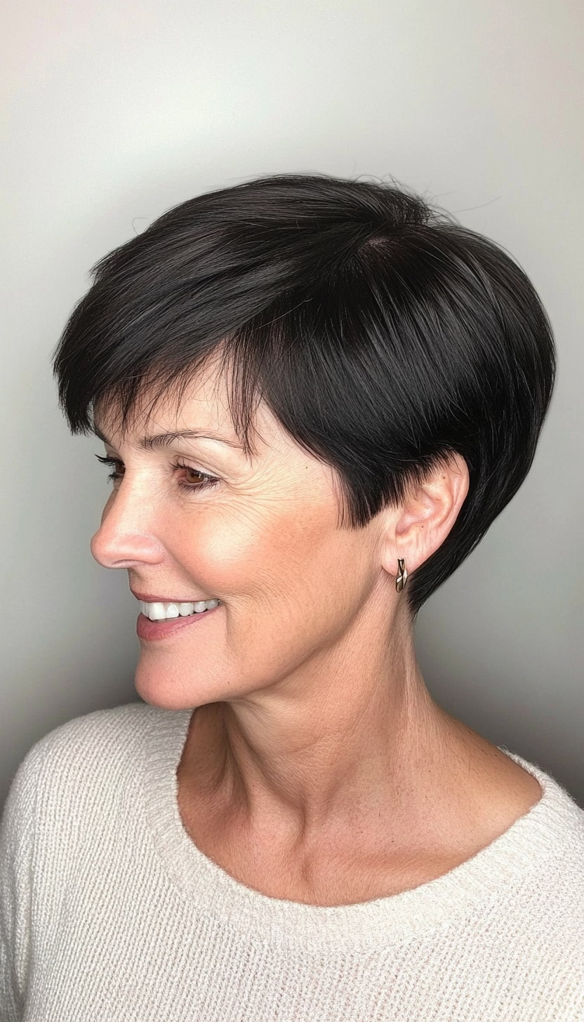 18. Tapered Cut in Natural Black (Haircuts For Older Women With Thinning Hair) - Haircuts For Older Women With Thinning Hair