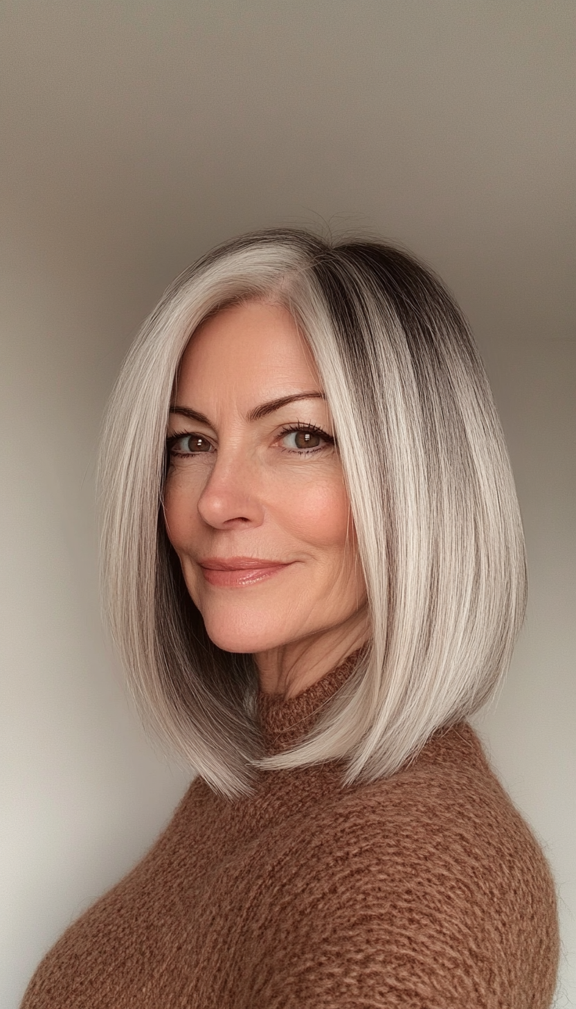 19. Sleek Lob in Dark Ash Blonde (Haircuts For Older Women With Thinning Hair) - Haircuts For Older Women With Thinning Hair