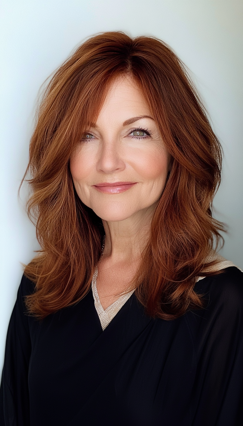 22. Blended Shag in Light Copper Brown (Haircuts For Older Women With Thinning Hair) - Haircuts For Older Women With Thinning Hair