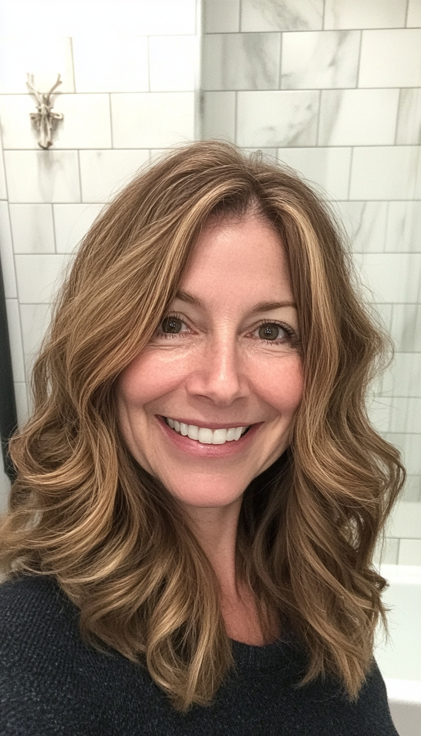 24. Wavy Layers in Maple Brown (Haircuts For Older Women With Thinning Hair) - Haircuts For Older Women With Thinning Hair