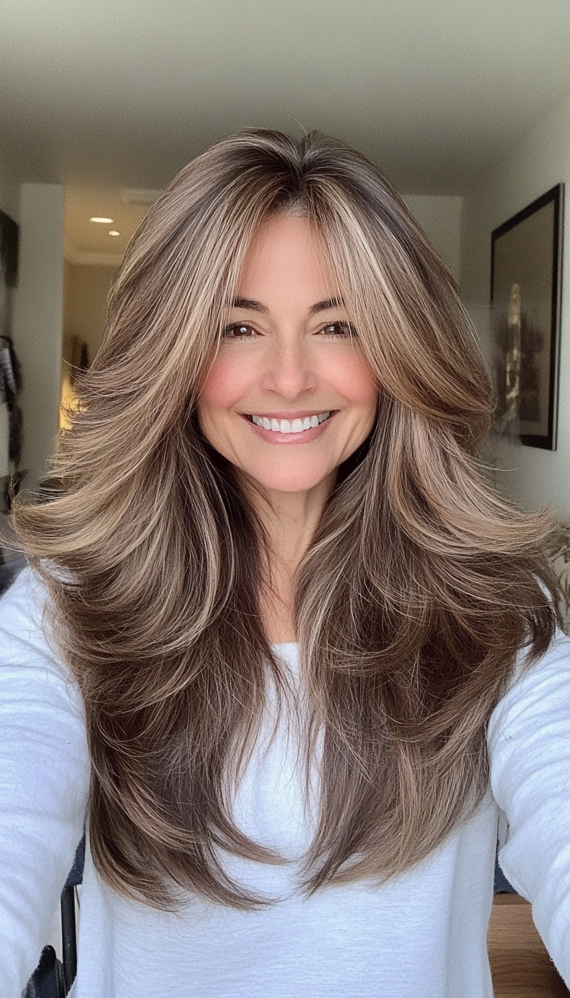 27. Soft Cascades in Espresso Brown (Haircuts For Older Women With Thinning Hair) - Haircuts For Older Women With Thinning Hair