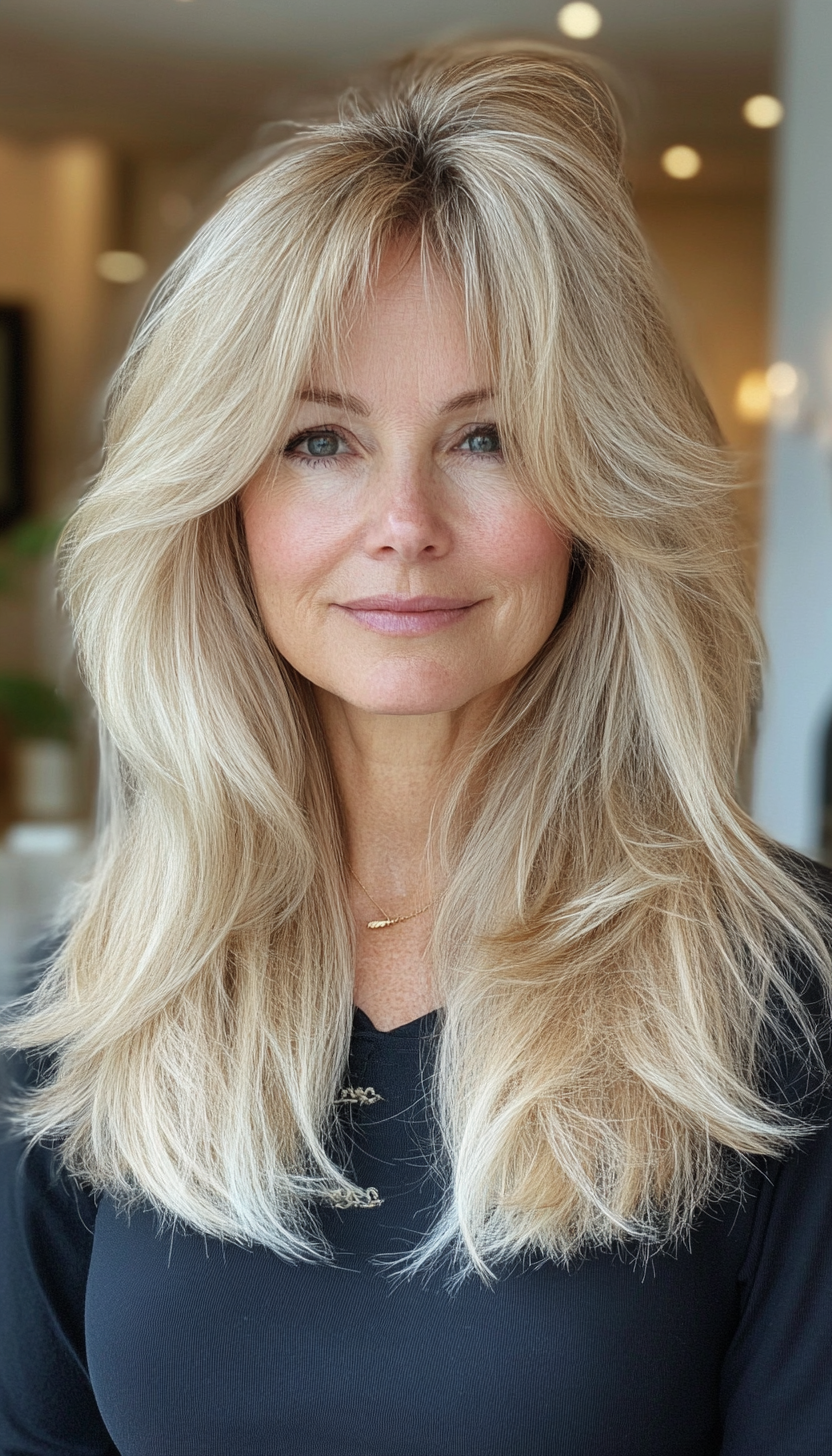 3. Ash Blonde Long Shag (Long Haircuts For Older Women) - Long Haircuts For Older Women