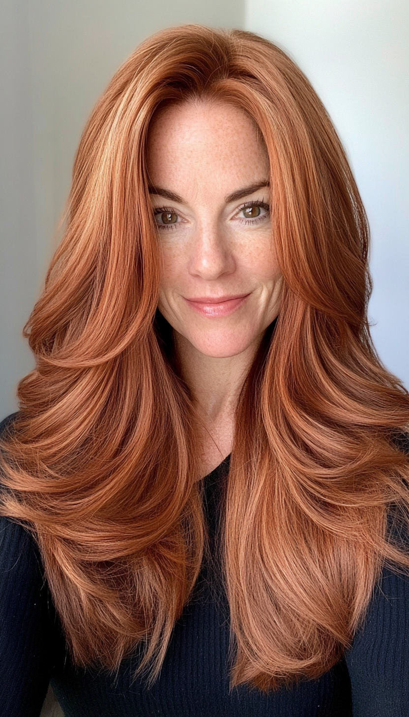 12. Copper Long Layers (Long Haircuts For Older Women) - Long Haircuts For Older Women