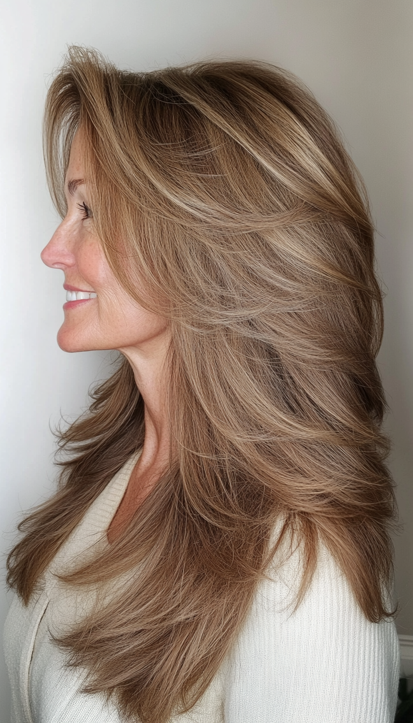 13. Honey Brown Textured Layers (Long Haircuts For Older Women) - Long Haircuts For Older Women