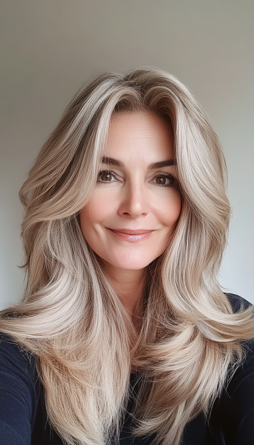 27. Sandy Blonde Flowing Layers (Long Haircuts For Older Women) - Long Haircuts For Older Women