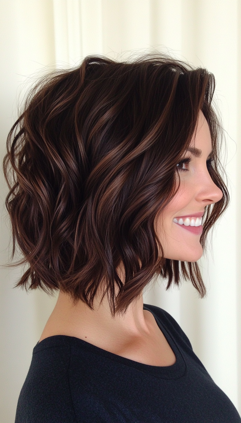 12. Rich Chocolate Tousled Bob (Medium Bob Hairstyles) - Medium Bob Hairstyles