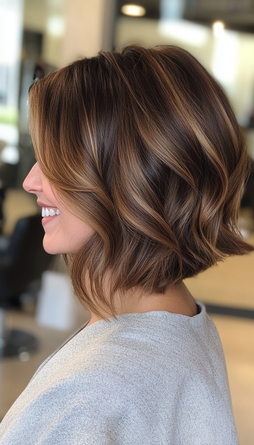 14. Golden Chestnut Inverted Bob (Medium Bob Hairstyles) - Medium Bob Hairstyles