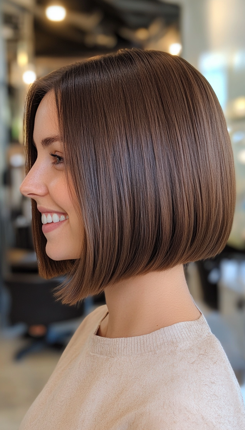 27. Classic Brown Straight Bob (Medium Bob Hairstyles) - Medium Bob Hairstyles