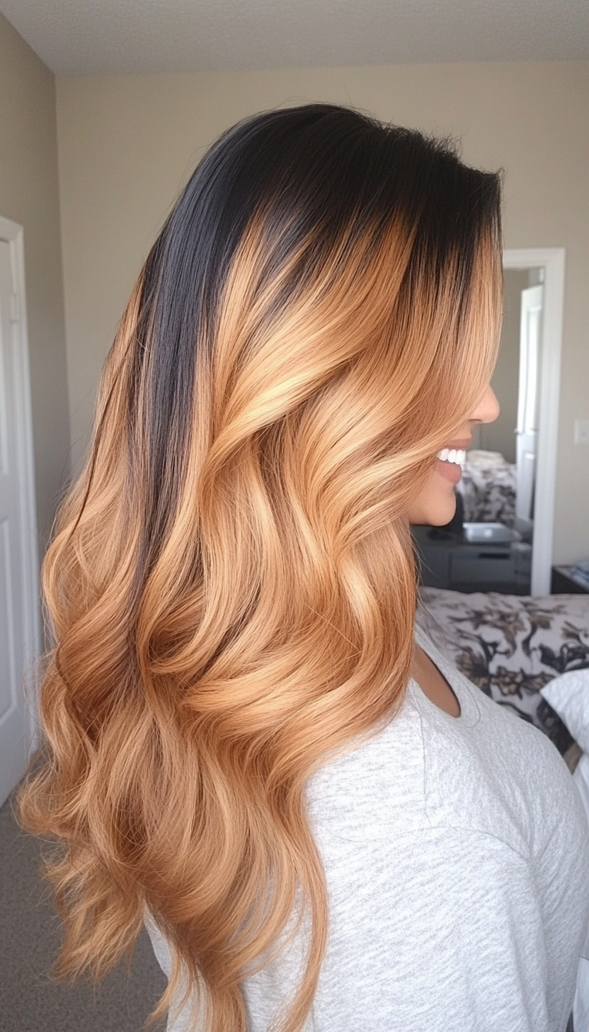 21. Golden Honey Ombre (Long Hairstyles For Women Over 40) - Long Hairstyles For Women Over 40