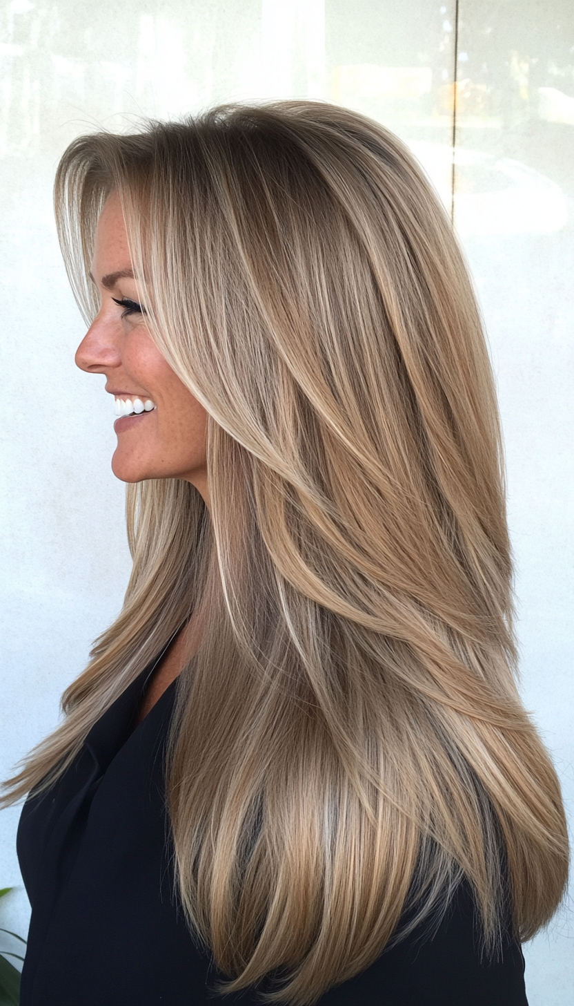 3. Long Ash Blonde Layers (Long Hairstyles For Women Over 40) - Long Hairstyles For Women Over 40