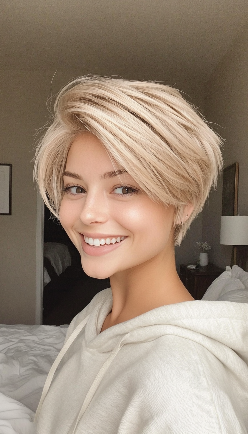 2. Soft Blonde Layered Pixie (Short Pixie Haircuts) - Short Pixie Haircuts