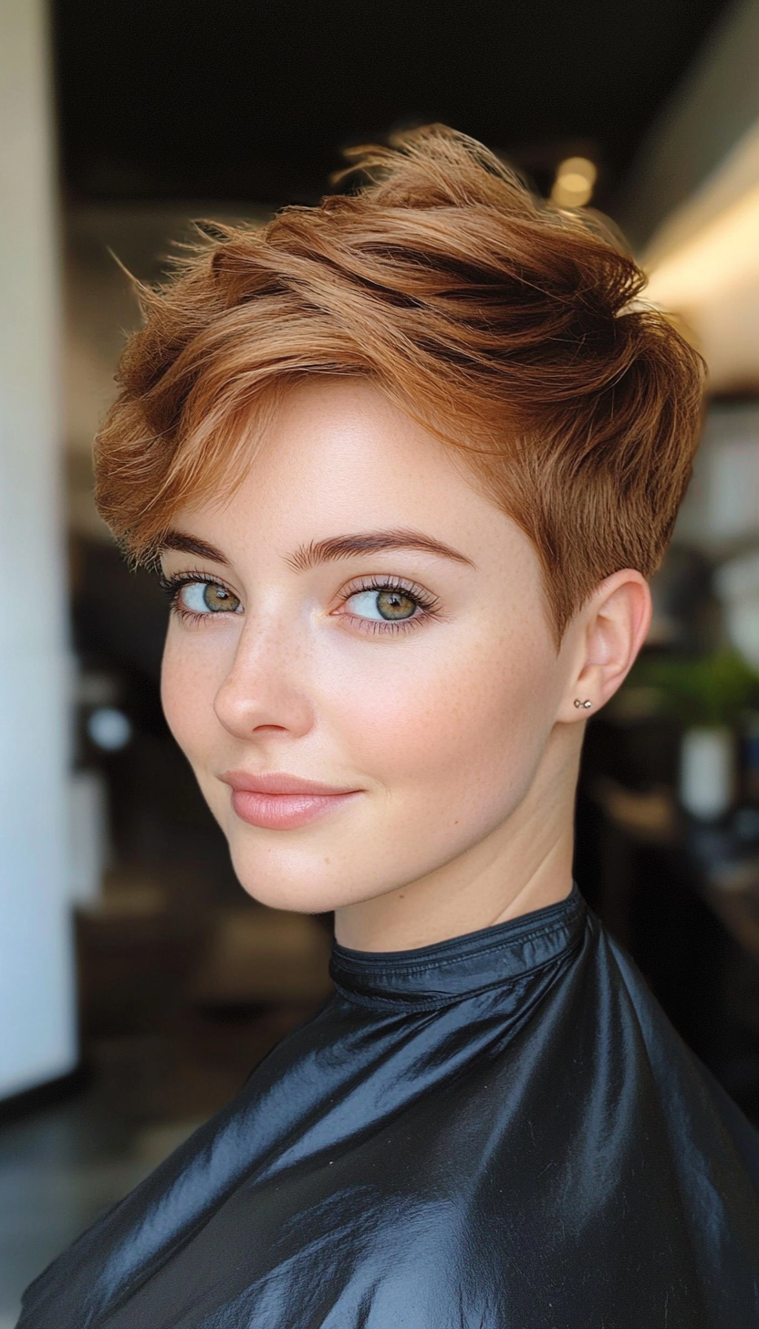 4. Golden Brown Tapered Pixie (Short Pixie Haircuts) - Short Pixie Haircuts