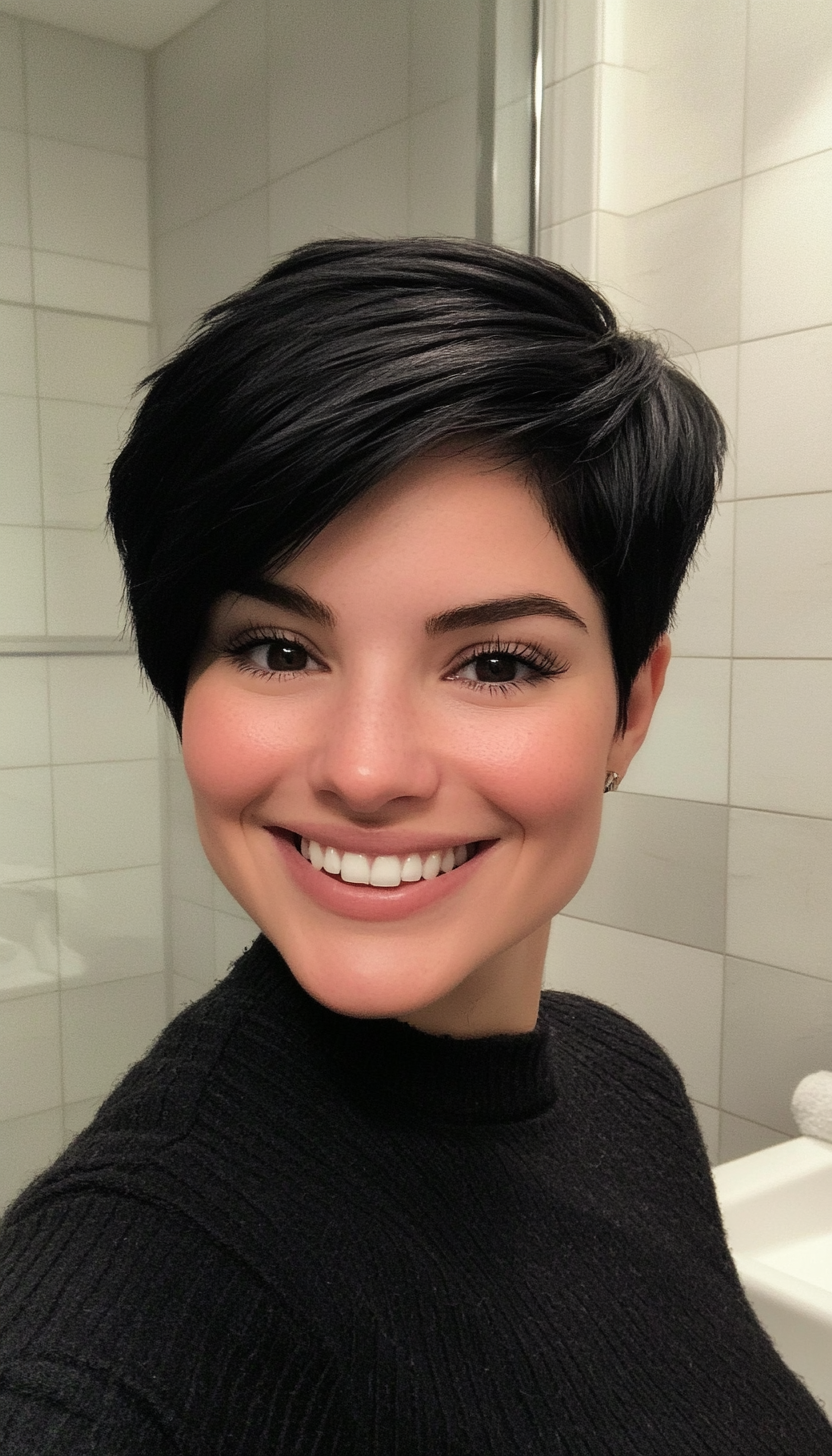 5. Jet Black Sleek Pixie (Short Pixie Haircuts) - Short Pixie Haircuts