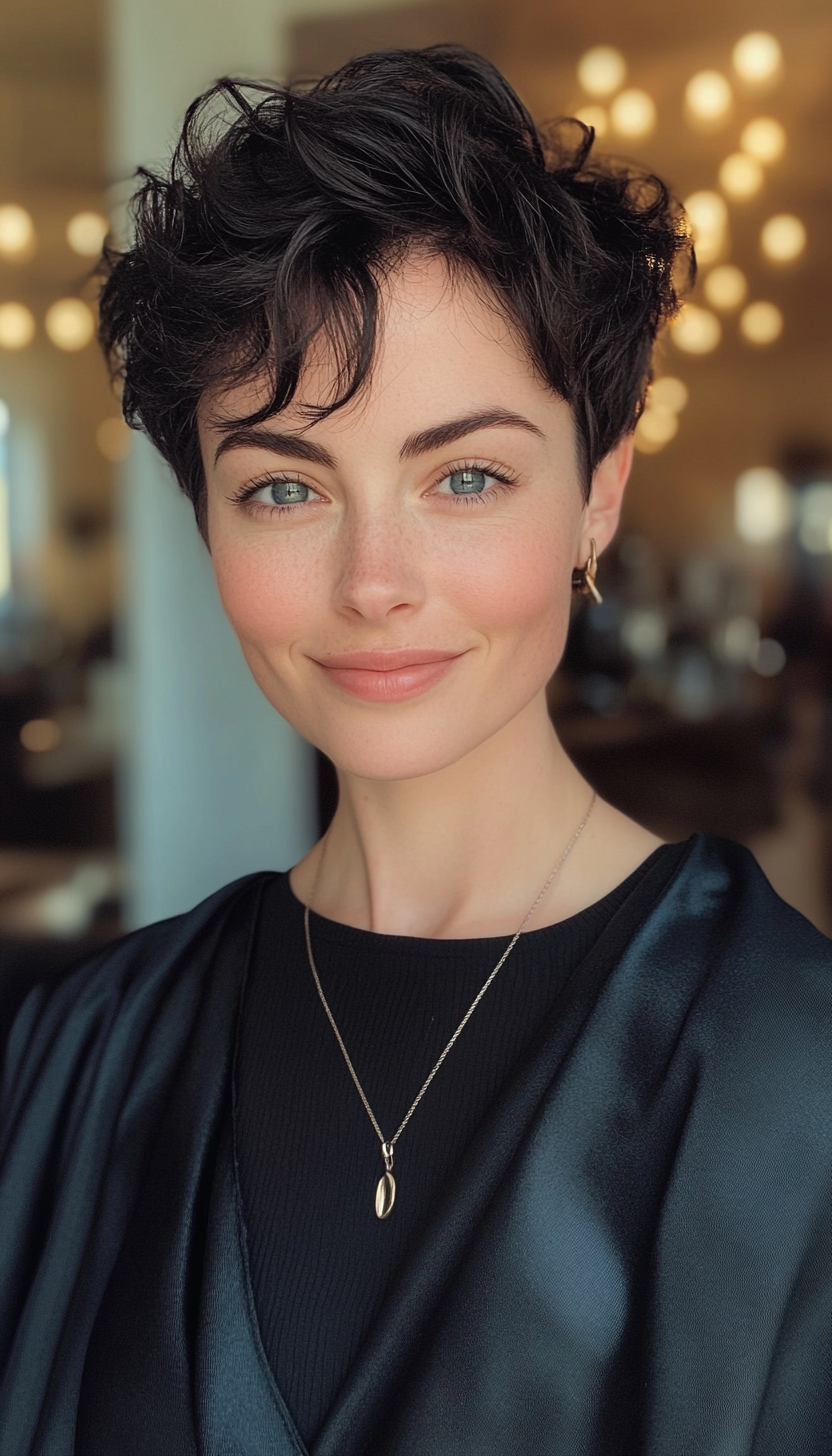 13. Soft Black Tousled Pixie (Short Pixie Haircuts) - Short Pixie Haircuts