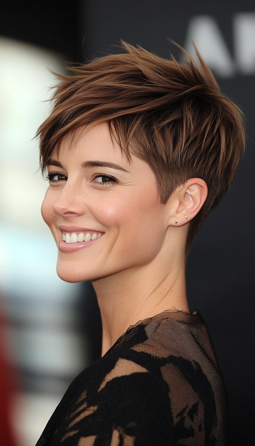 19. Cocoa Brown Edgy Pixie Cut (Short Pixie Haircuts) - Short Pixie Haircuts