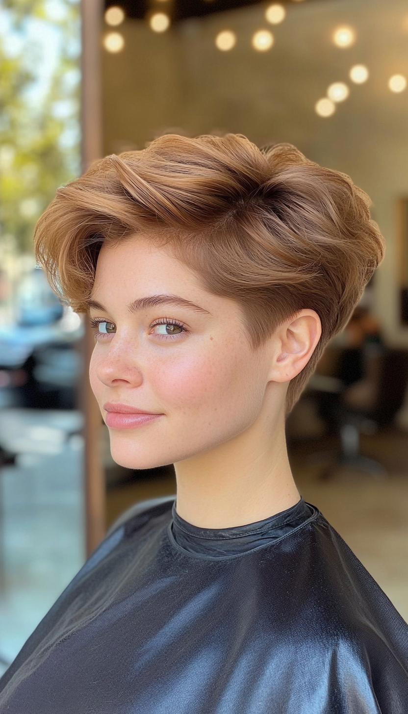 23. Soft Caramel Side-Swept Pixie (Short Pixie Haircuts) - Short Pixie Haircuts