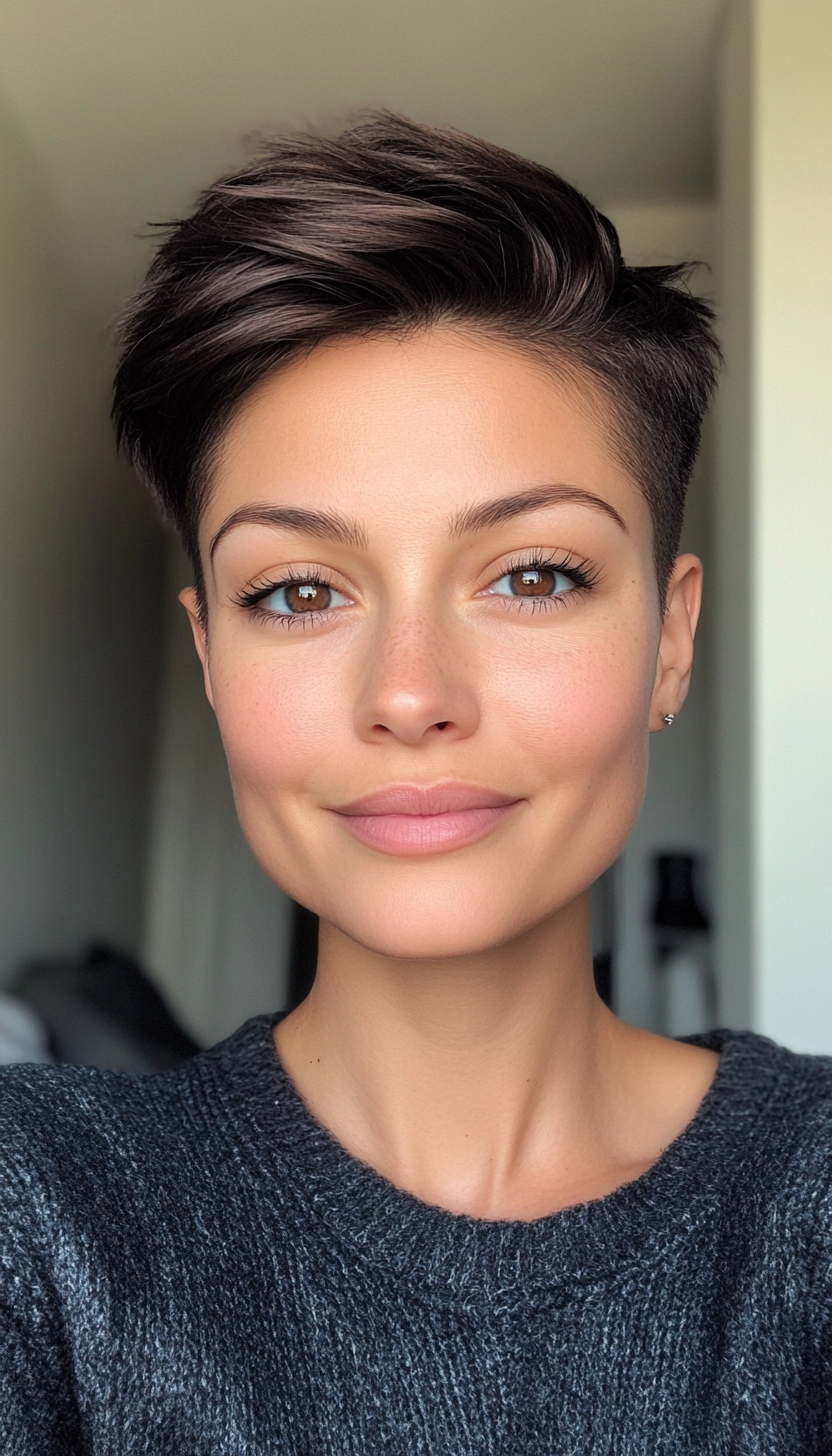 24. Dark Amber Undercut Pixie (Short Pixie Haircuts) - Short Pixie Haircuts