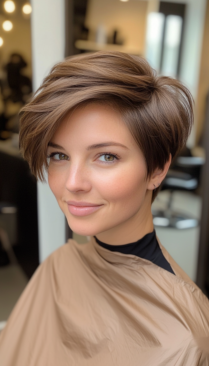 25. Light Mocha Stacked Pixie (Short Pixie Haircuts) - Short Pixie Haircuts