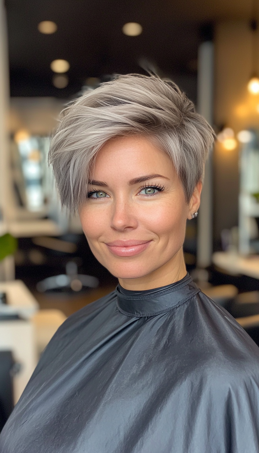 27. Ash Grey Frosted Pixie (Short Pixie Haircuts) - Short Pixie Haircuts