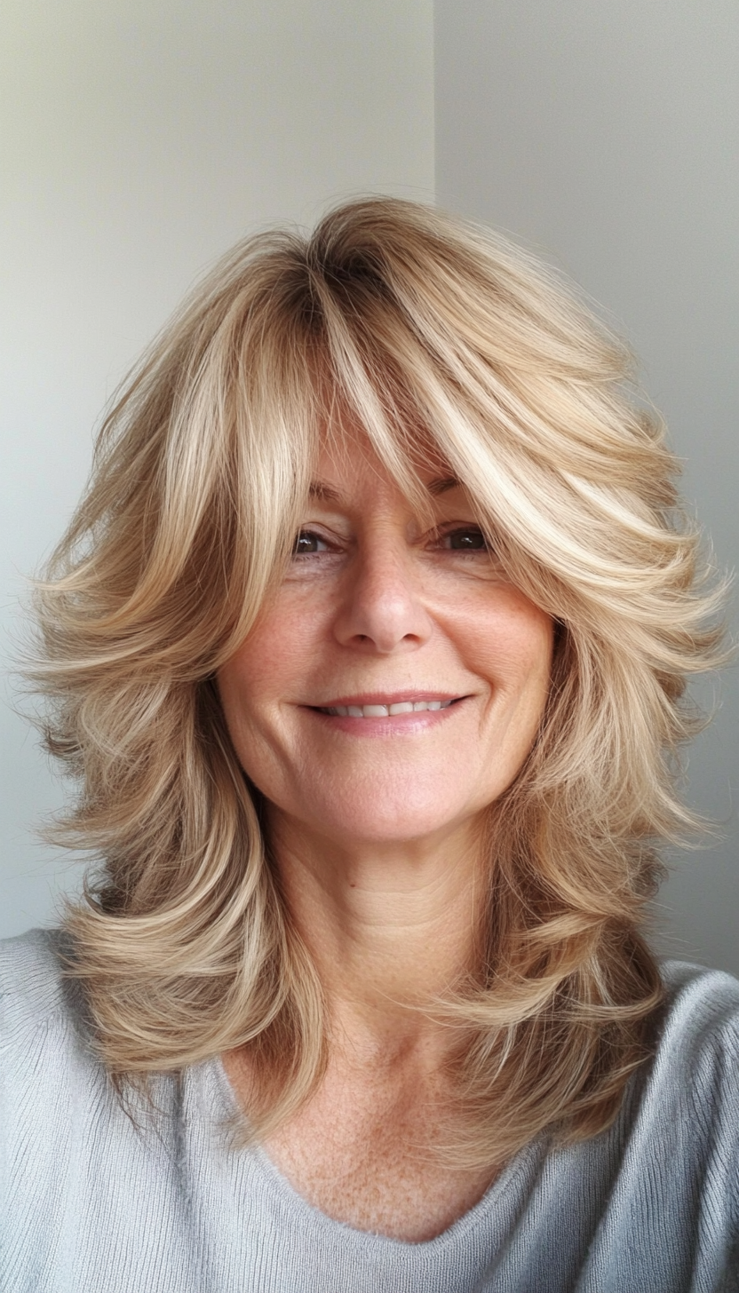 7. Honey Blonde Wispy Shag (Shaggy Hairstyles For Older Women) - Shaggy Hairstyles For Older Women