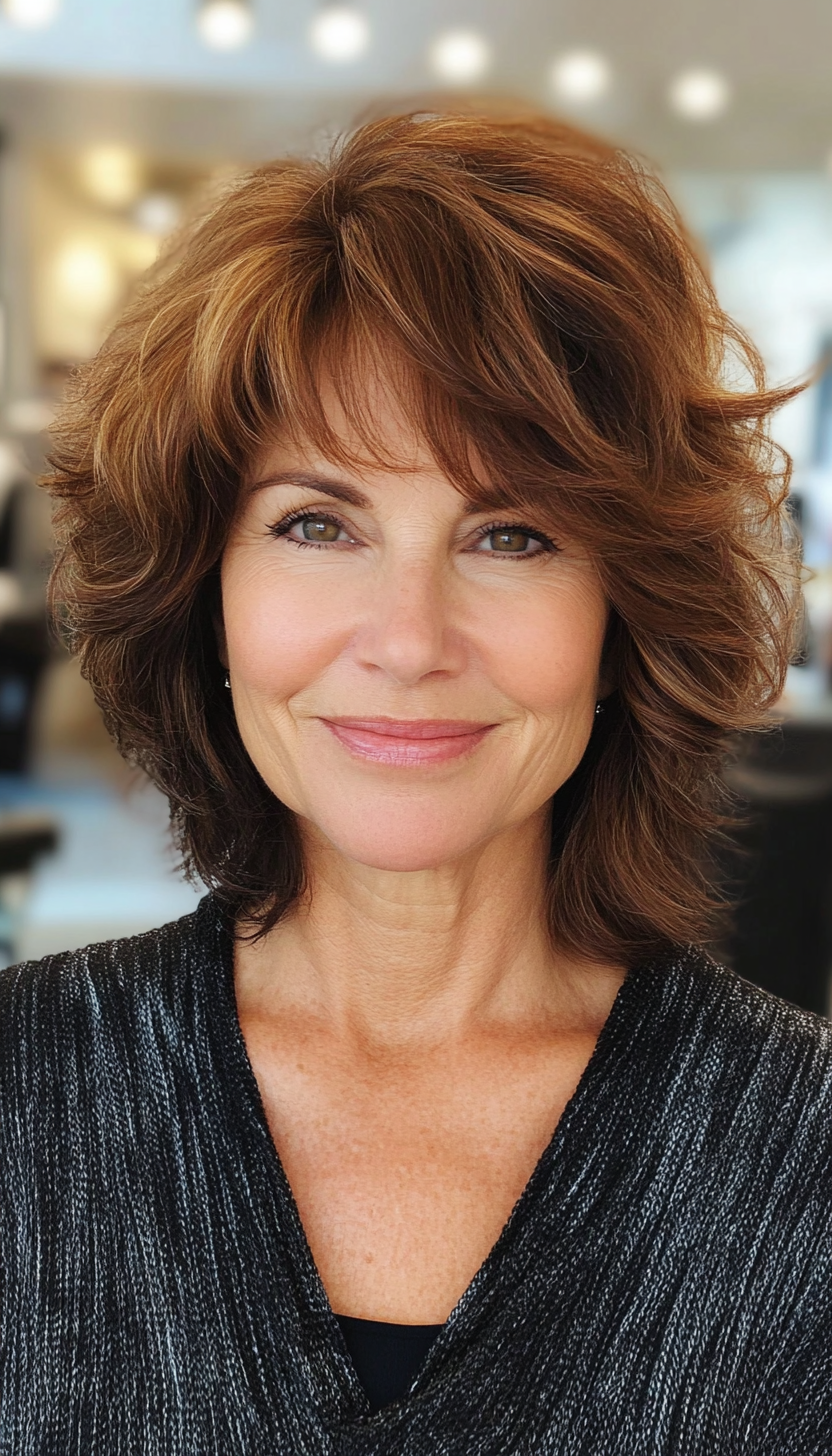 10. Chestnut Brown Classic Shag (Shaggy Hairstyles For Older Women) - Shaggy Hairstyles For Older Women