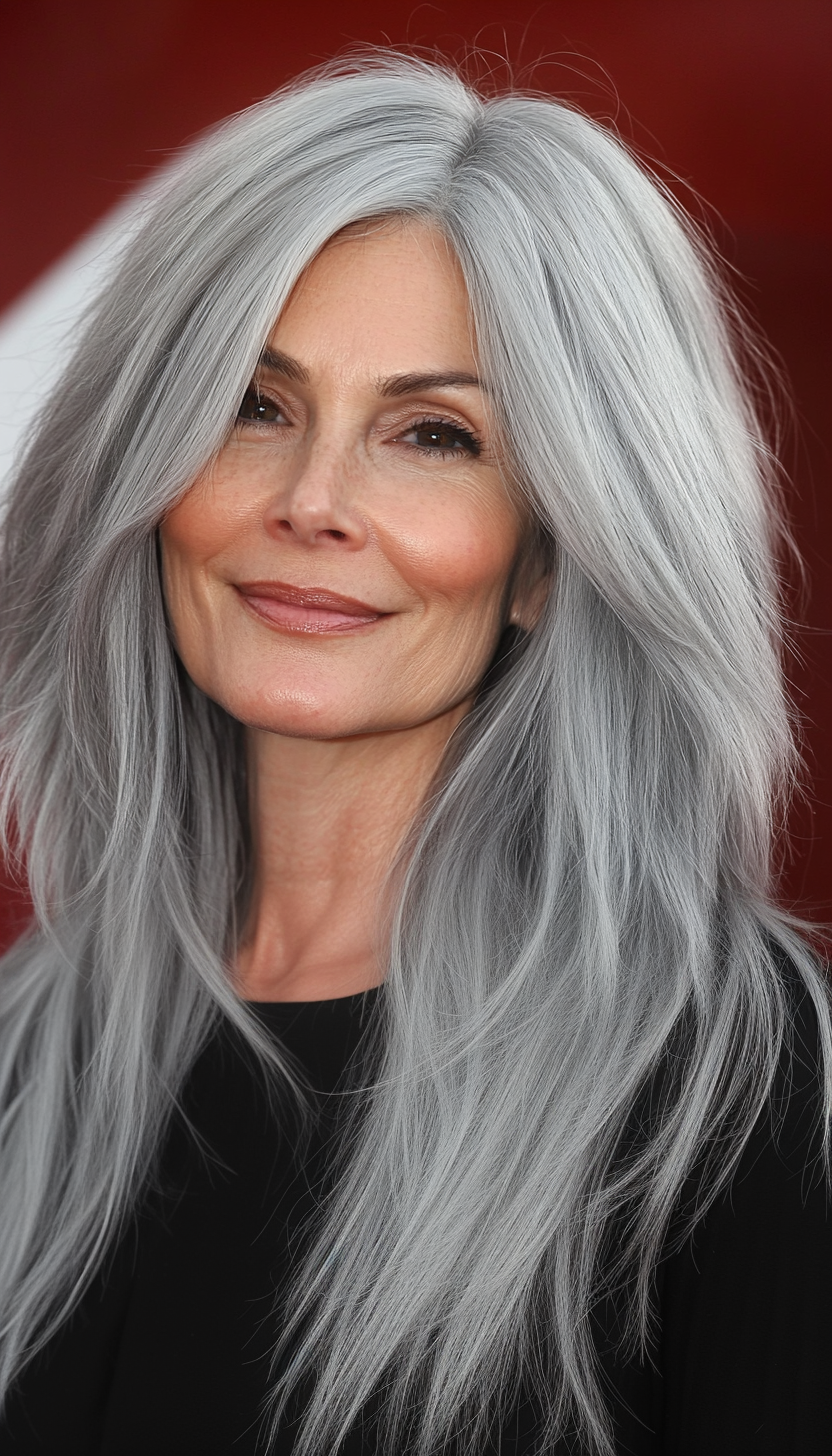 12. Medium Gray Blunt Shag (Shaggy Hairstyles For Older Women) - Shaggy Hairstyles For Older Women