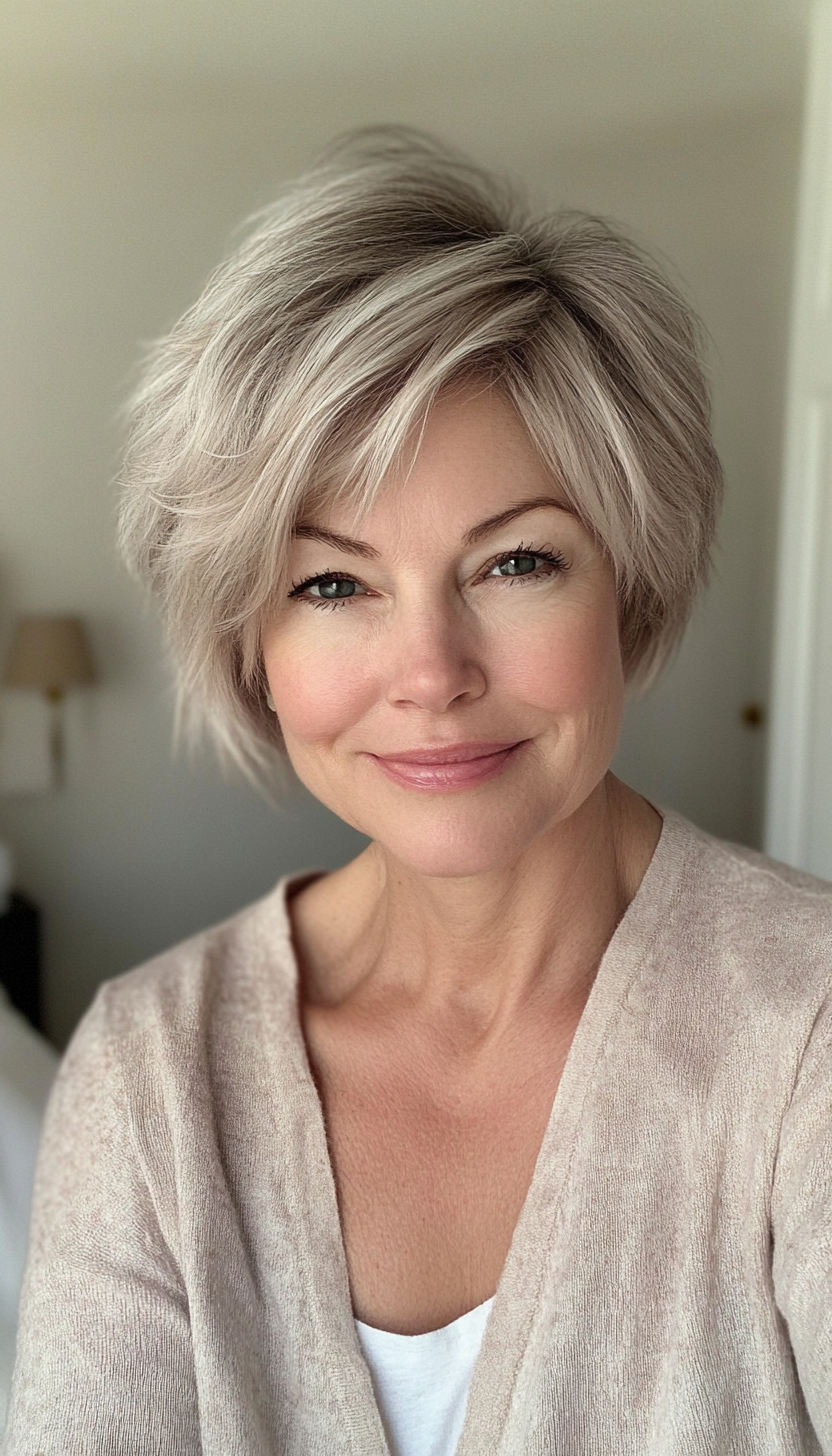 15. Ash Blonde Pixie Shag (Shaggy Hairstyles For Older Women) - Shaggy Hairstyles For Older Women