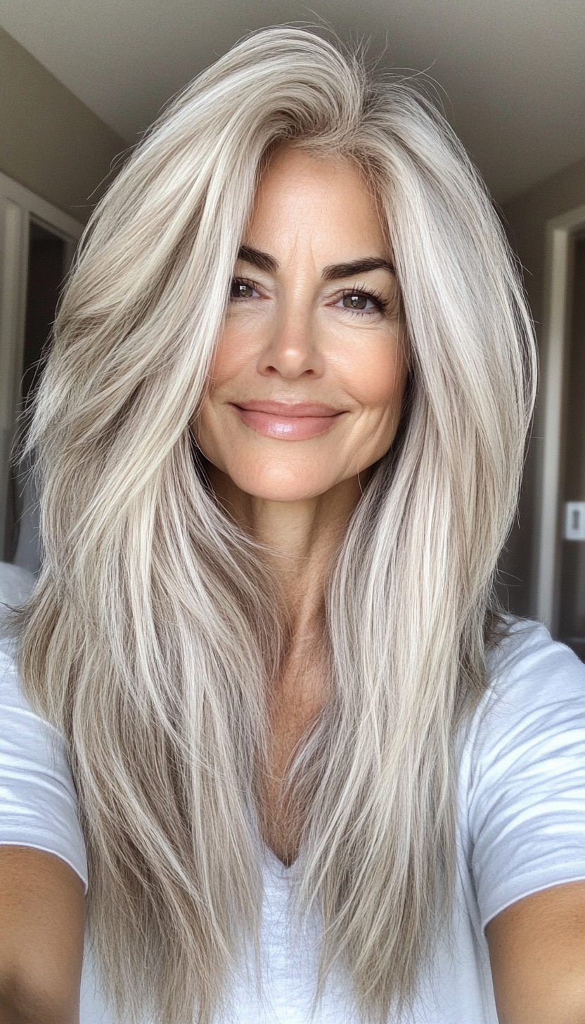 16. Soft Beige Blonde Long Shag (Shaggy Hairstyles For Older Women) - Shaggy Hairstyles For Older Women