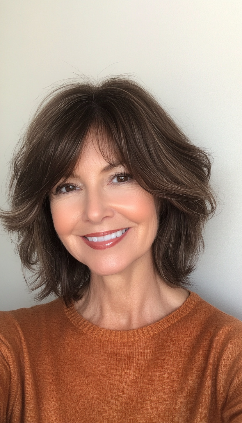 18. Espresso Brown Angled Shag (Shaggy Hairstyles For Older Women) - Shaggy Hairstyles For Older Women