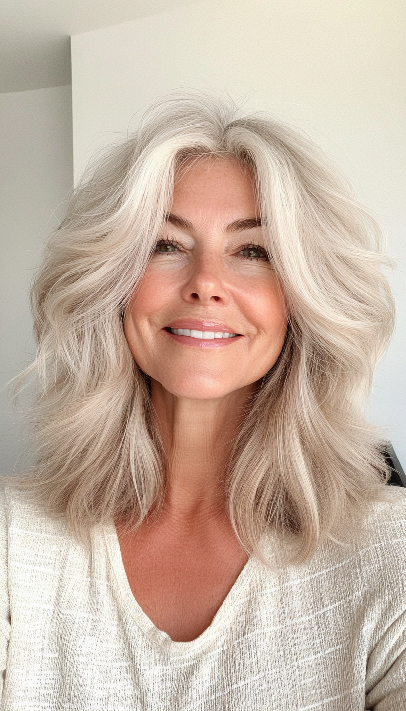 22. Sandy Blonde Beach Shag (Shaggy Hairstyles For Older Women) - Shaggy Hairstyles For Older Women