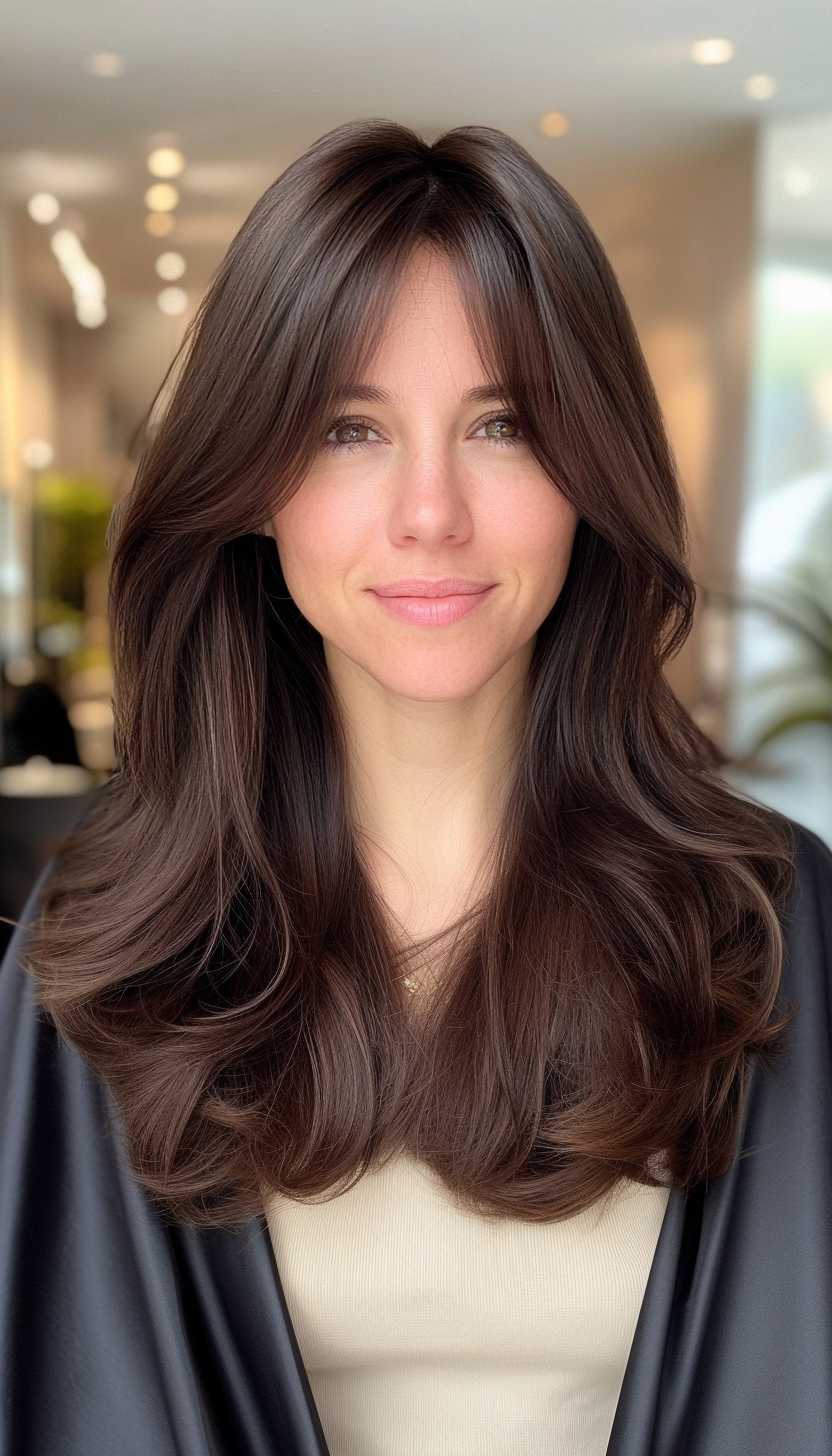 2. Airy Curtain Bangs with Dark Espresso (Spring Hairstyles) - Spring Hairstyles